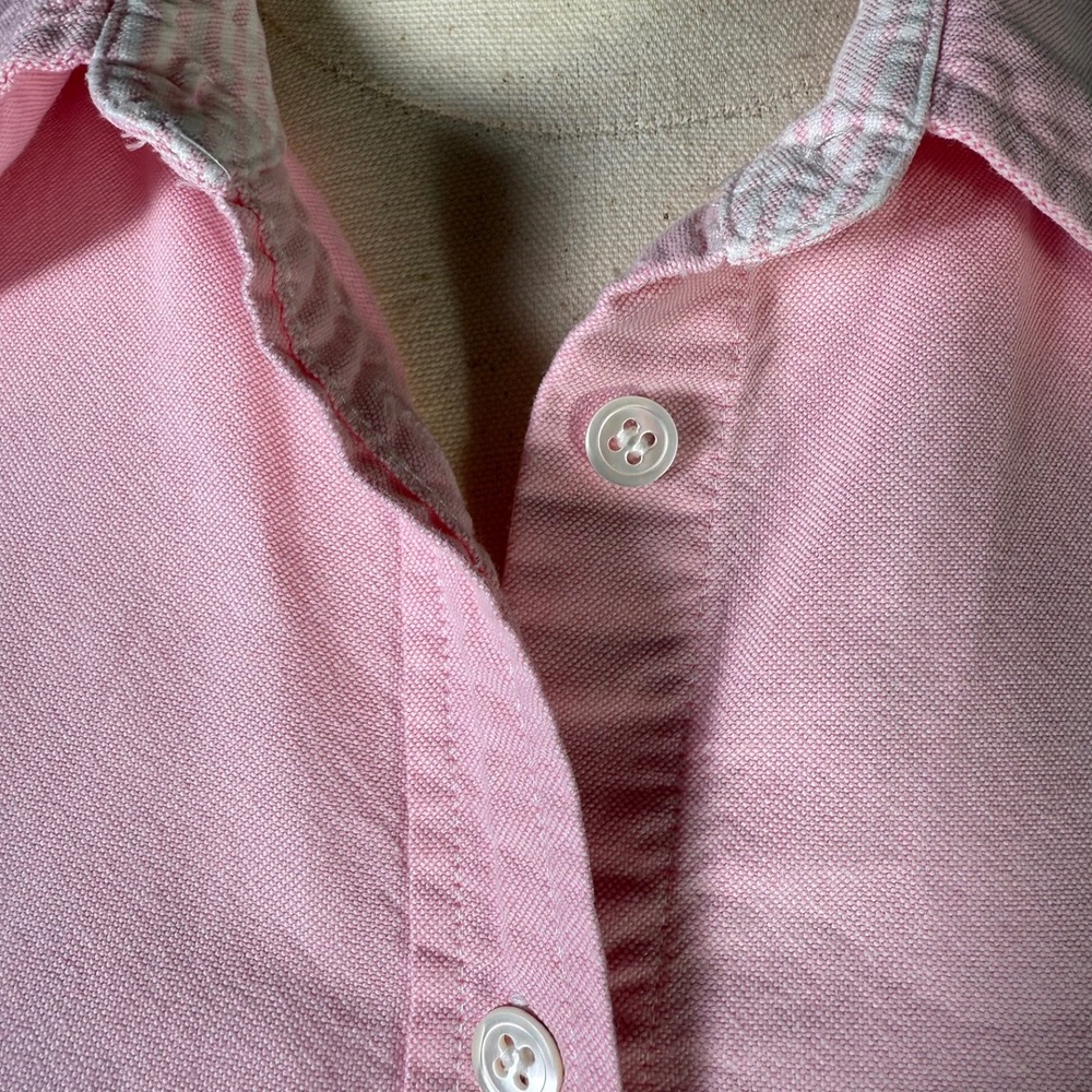 VTG J.Crew Womens Pink Cotton Oxford Short Sleeve Button Down Shirt XL - Picture 3 of 9